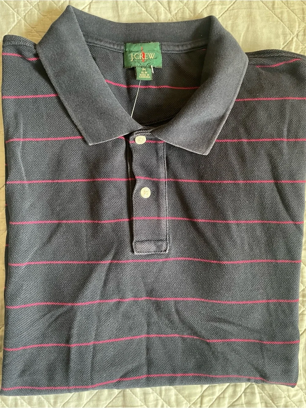 J. CREW Slim washed piqué polo shirt in stripe Size M $89.50 CR766